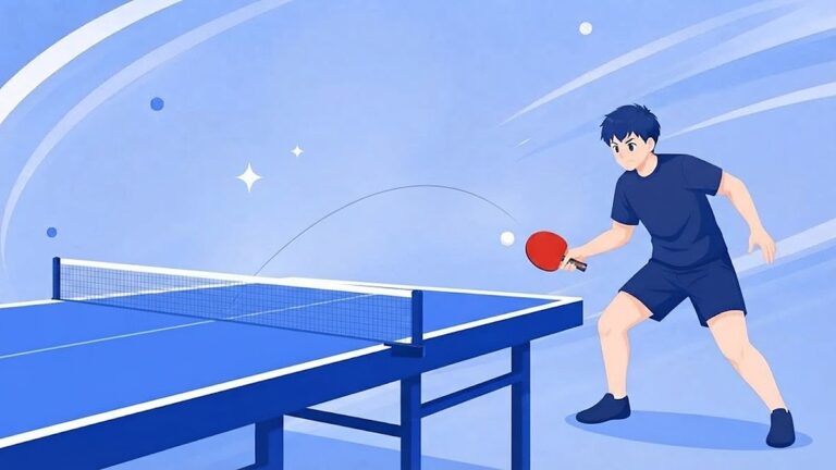 低い位置からラケットを振り上げてボールをこすり上げるドライブと、上向きの弧を描く軌道